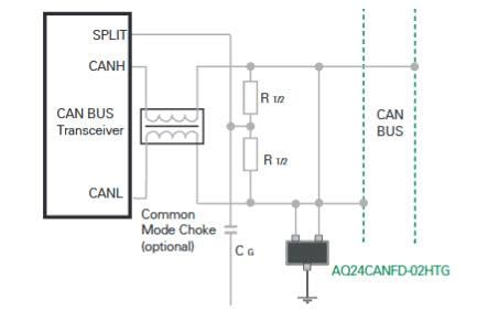 Application Circuit Diagram - Littelfuse AQ24CANFD 200W TVS Diode Array