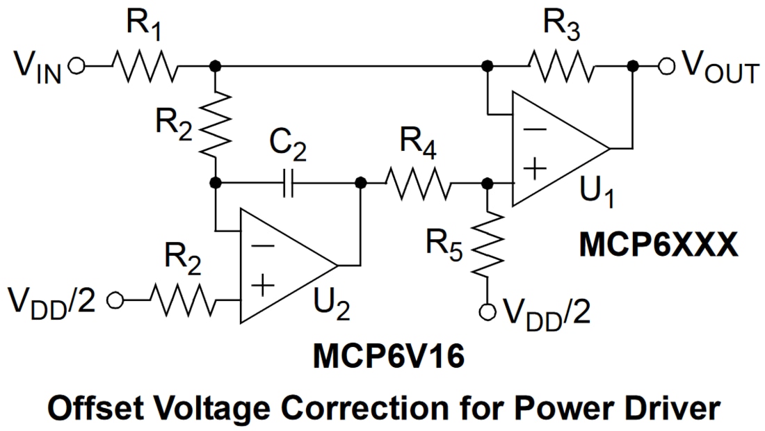 Application Circuit Diagram - Microchip Technology MCP6V16/16U/17/19 Zero-Drift Op Amps