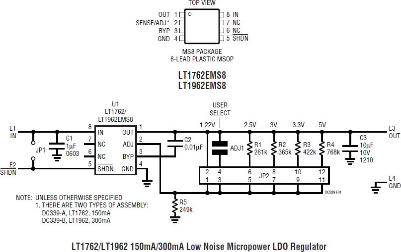 Schematic - Analog Devices Inc. LT1762/LT1962 Demo Boards DC339A-A/B Schematic - Analog Devices Inc. LT1762/LT1962 Demo Boards DC339A-A/B