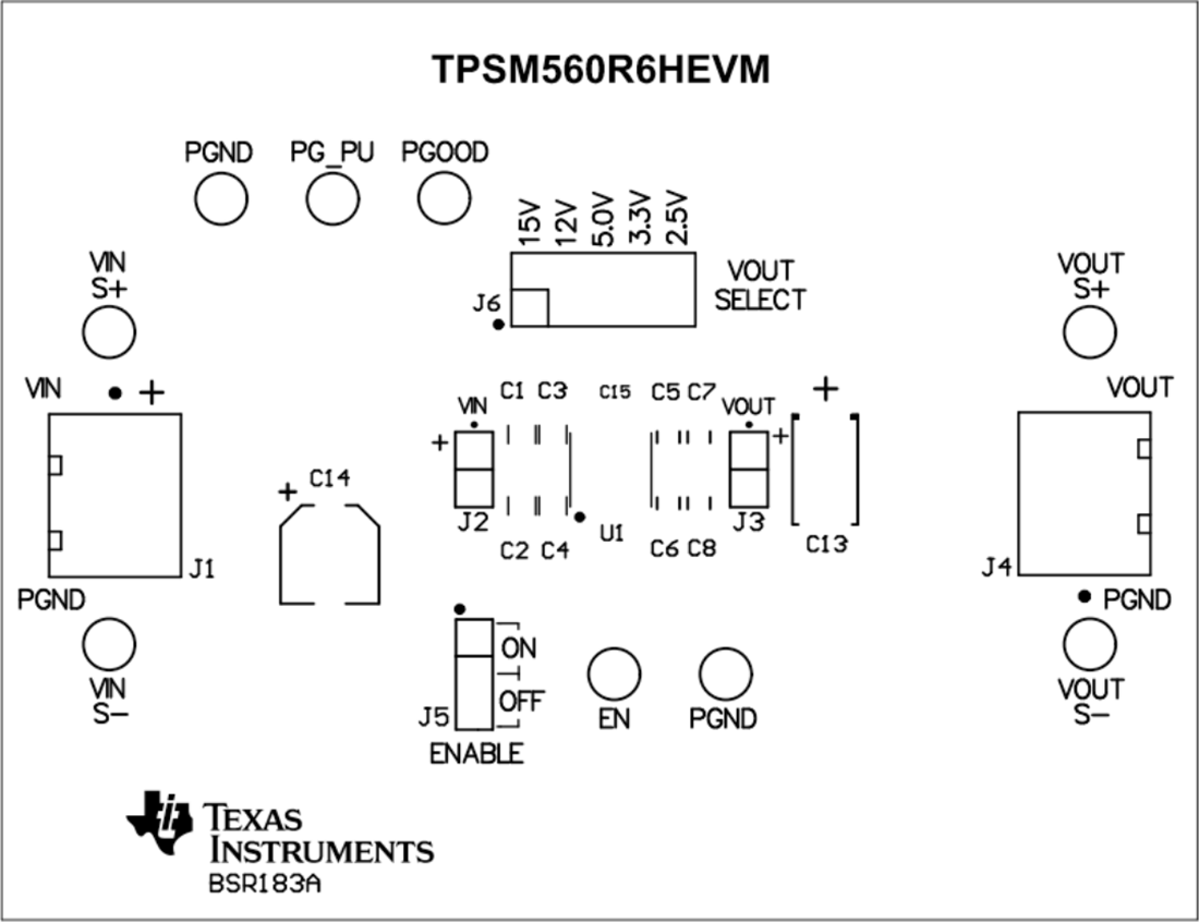 Mechanical Drawing - Texas Instruments TPSM560R6xEVM Evaluation Modules (EVMs)