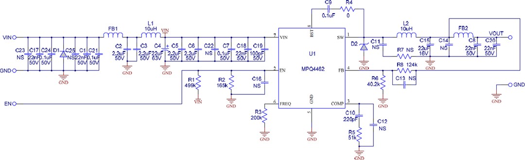 Schematic - Monolithic Power Systems (MPS) EVQ4462-N-00A Evaluation Board Schematic - Monolithic Power Systems (MPS) EVQ4462-N-00A Evaluation Board