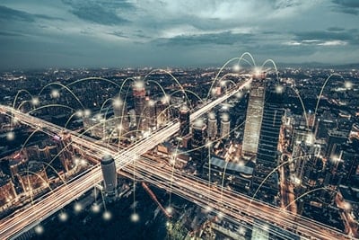 Aerial view of city network of Beijing skyline